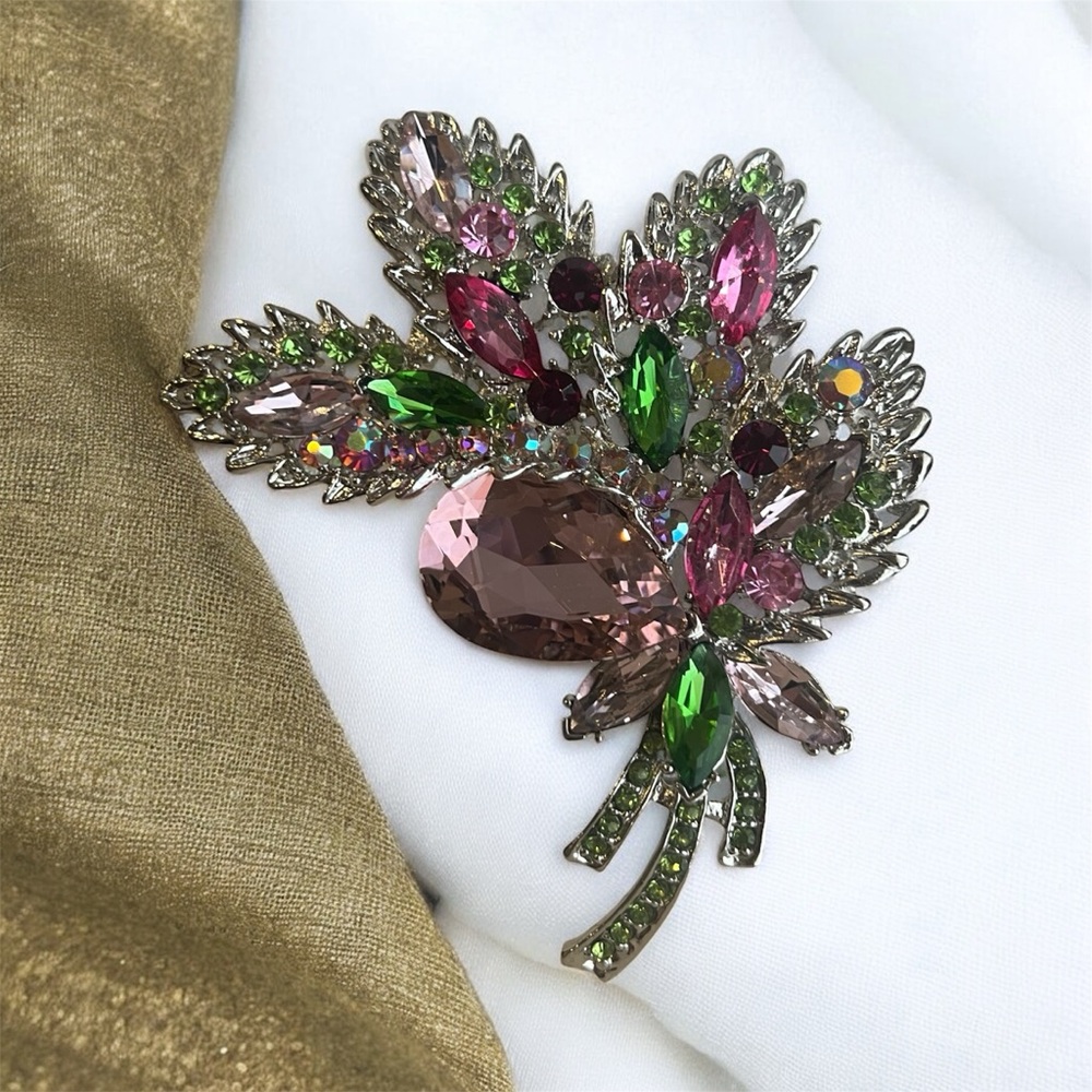 HUGE Elegant Multicolor Crystal Brooch